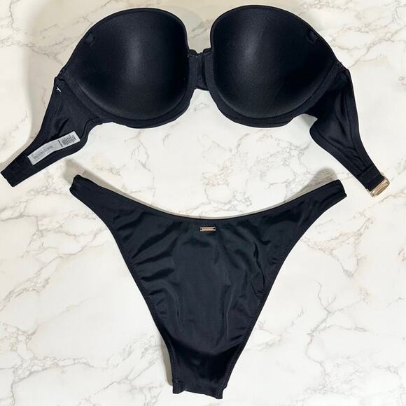 VICTORIA'S SECRET SWIM Bandeau Bikini Top 36D and Skimpy Bottoms M $120 - Picture 12 of 13